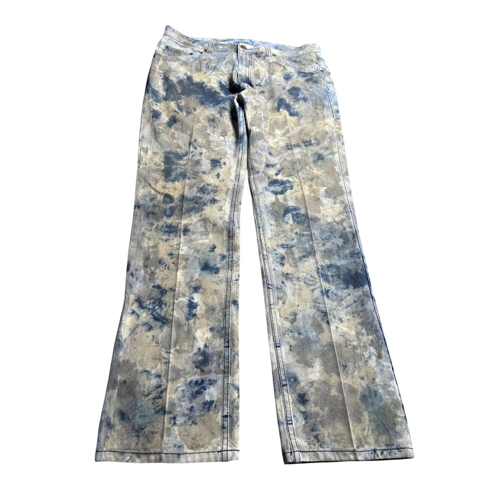 GS-115 Mens Tie Dye Jeans Blue 36 Studded Rhinestone Back Pocket Straight Leg